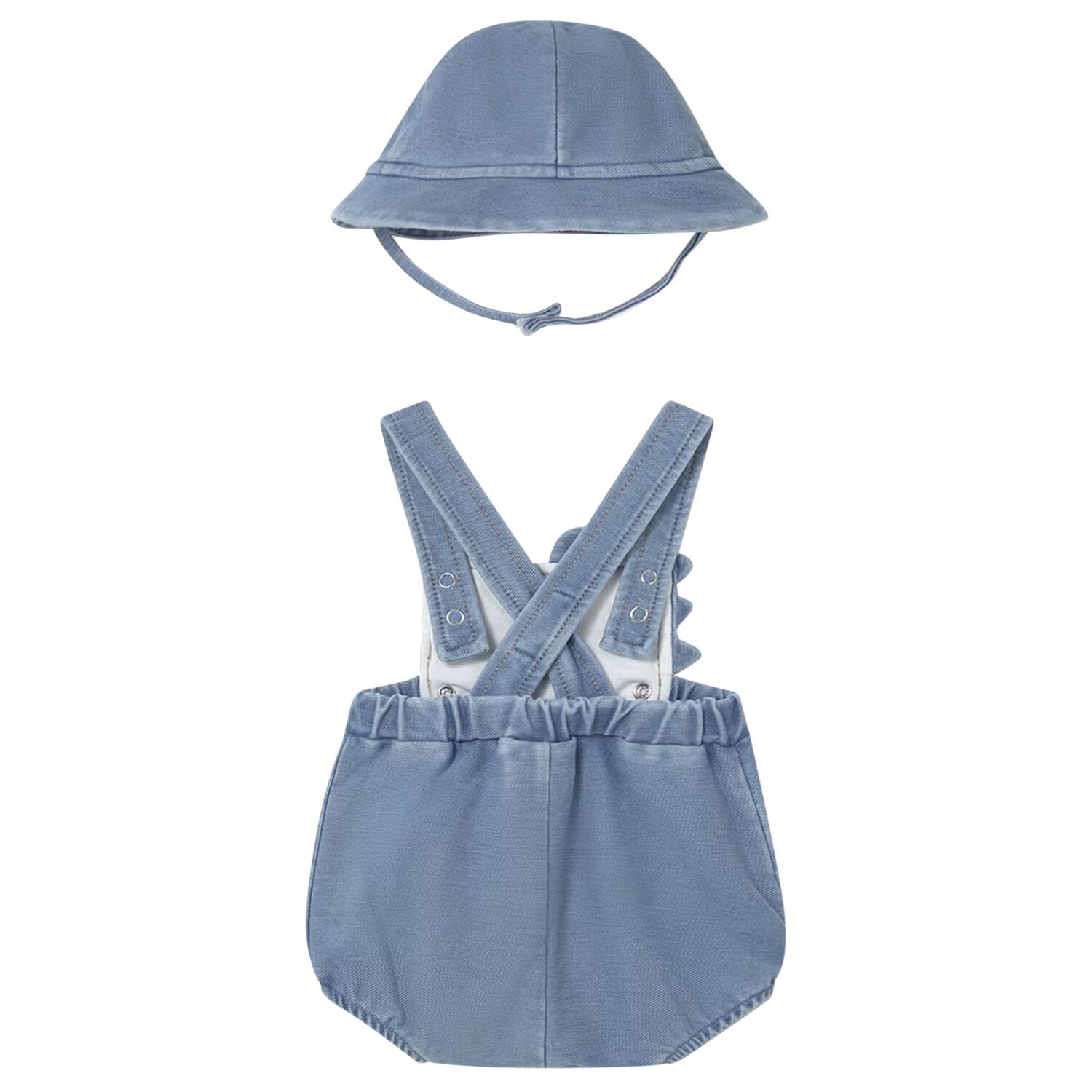 Baby Boys Blue Denim Crocodile Romper Set, 1, hi-res