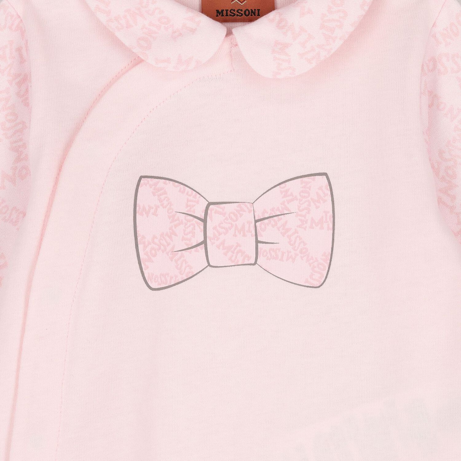 Baby Girls Pink Bow Logo Babygrow Set, 1, hi-res