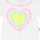 Baby Girls White Heart Babygrow, 1, hi-res