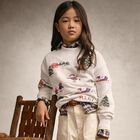 Girls Ivory Festive Sweatshirt, 1, hi-res