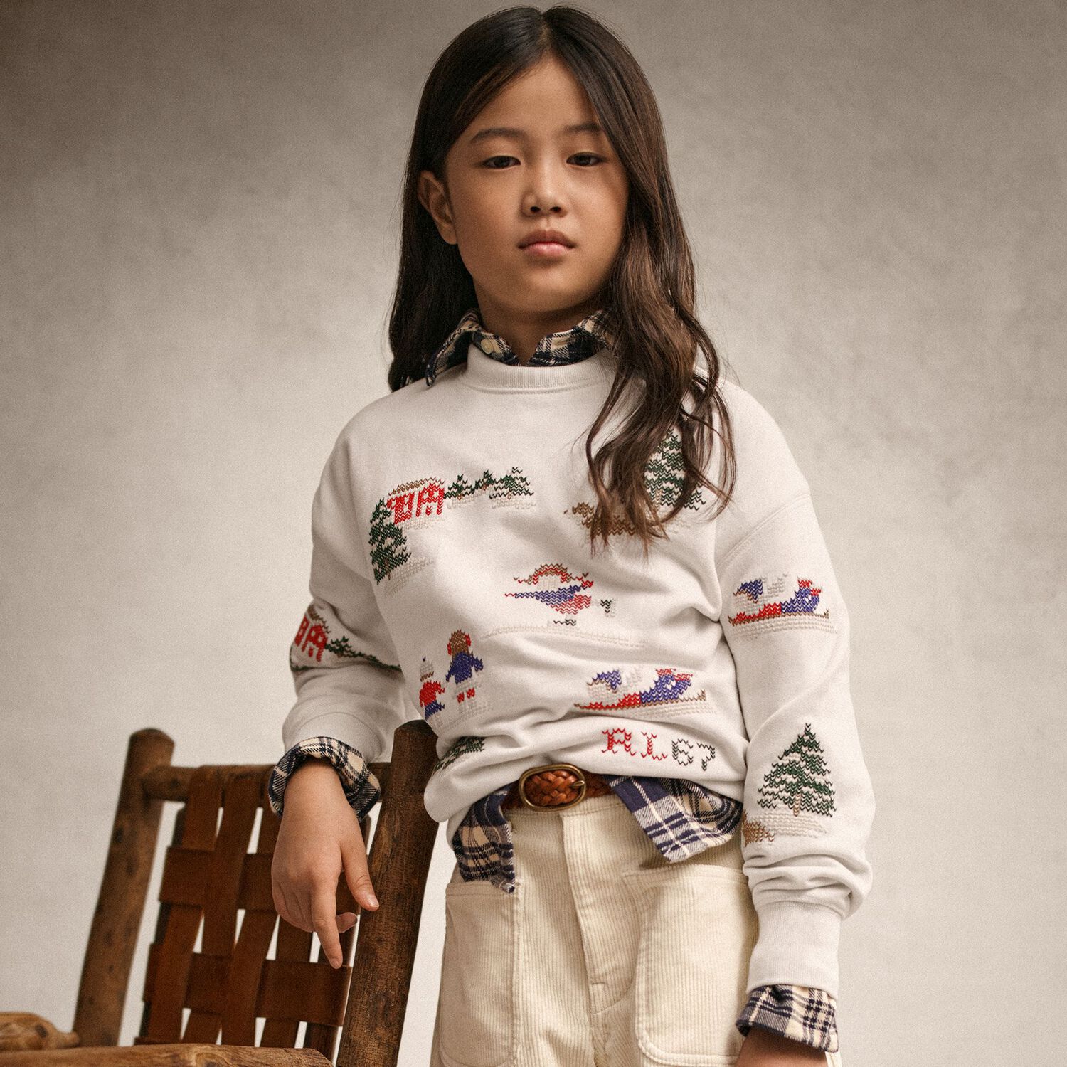 Girls Ivory Festive Sweatshirt, 1, hi-res image number null