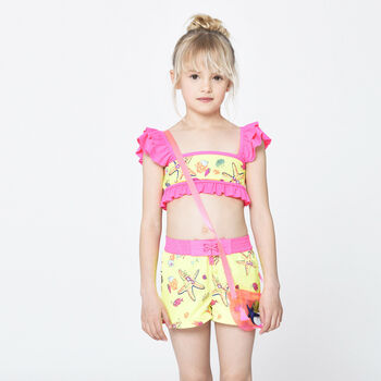 Girls Neon Yellow Swim Shorts