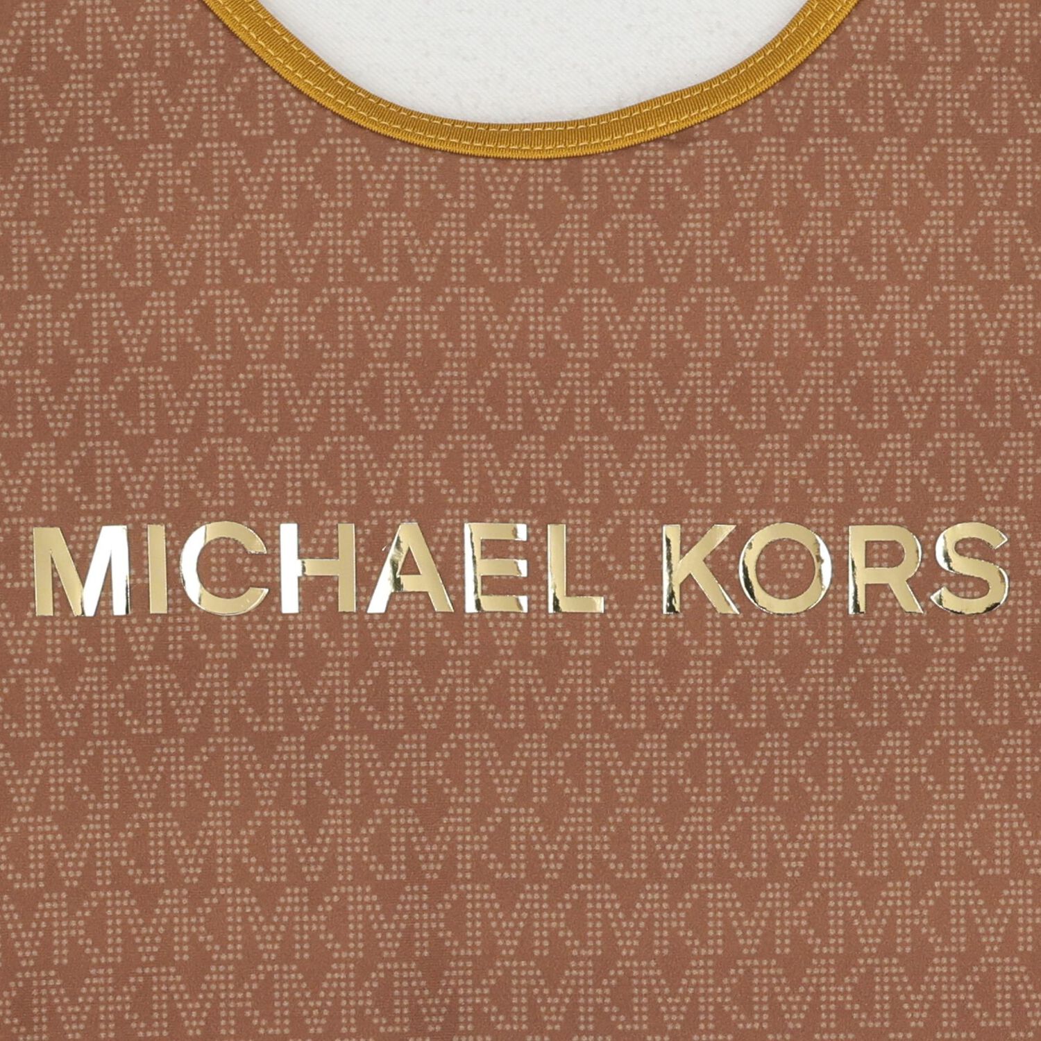 Girls Mini Me Brown & Gold Logo Swimsuit, 1, hi-res