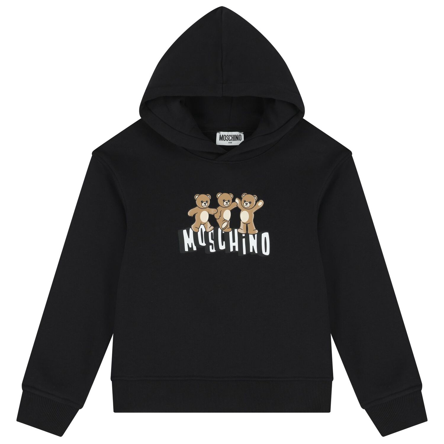 Black Teddy Bear Logo Hooded Top, 2, hi-res