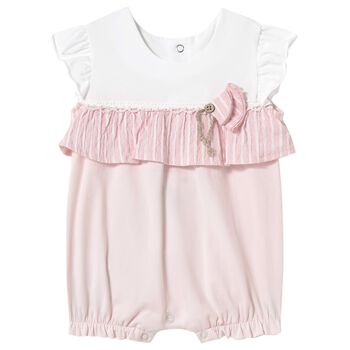 Baby Girls Pink & White Flower Romper