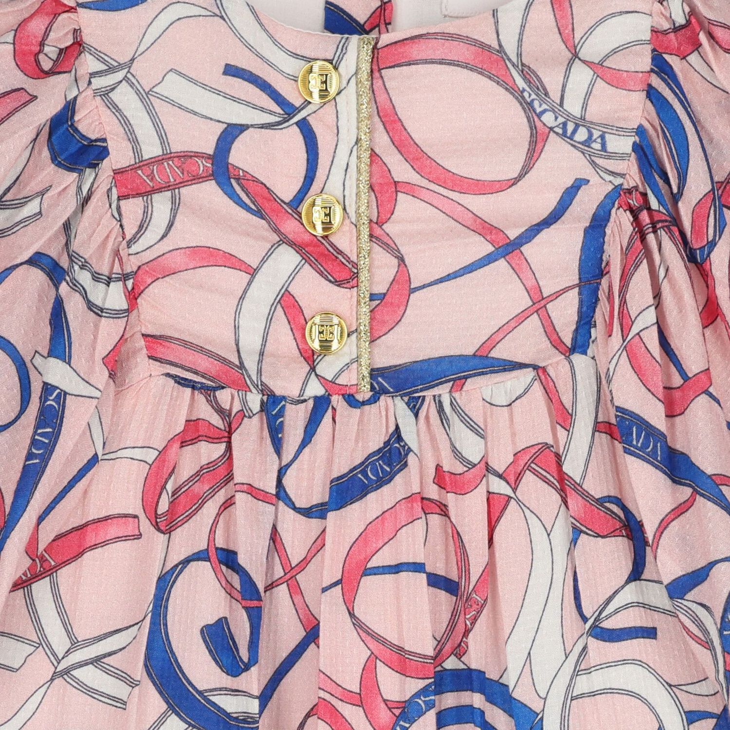 فستان بنات بالشعار باللون الوردي, 1, hi-res