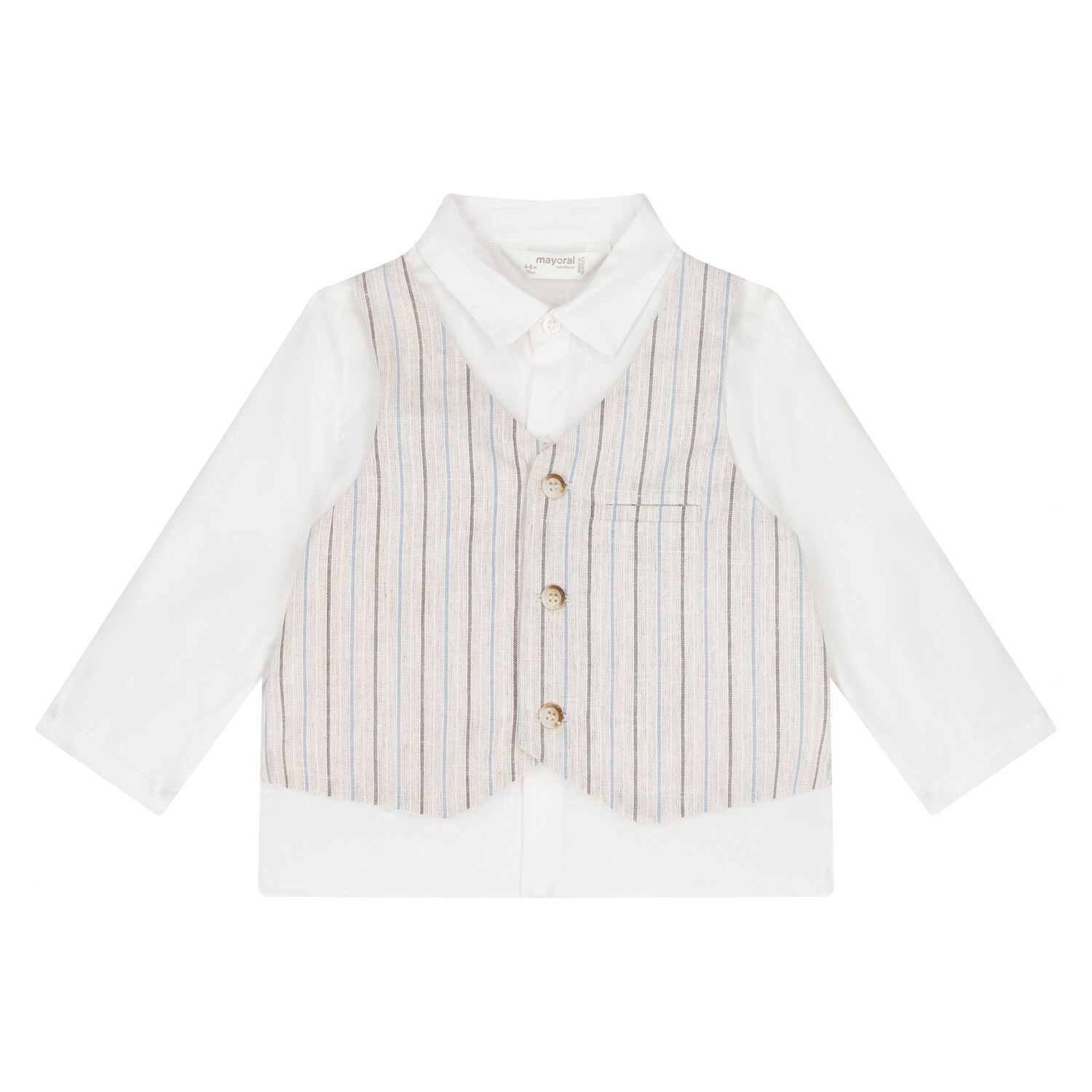 طقم شورت  أولاد باللون البيج والأزرق و الأبيض , 1, hi-res