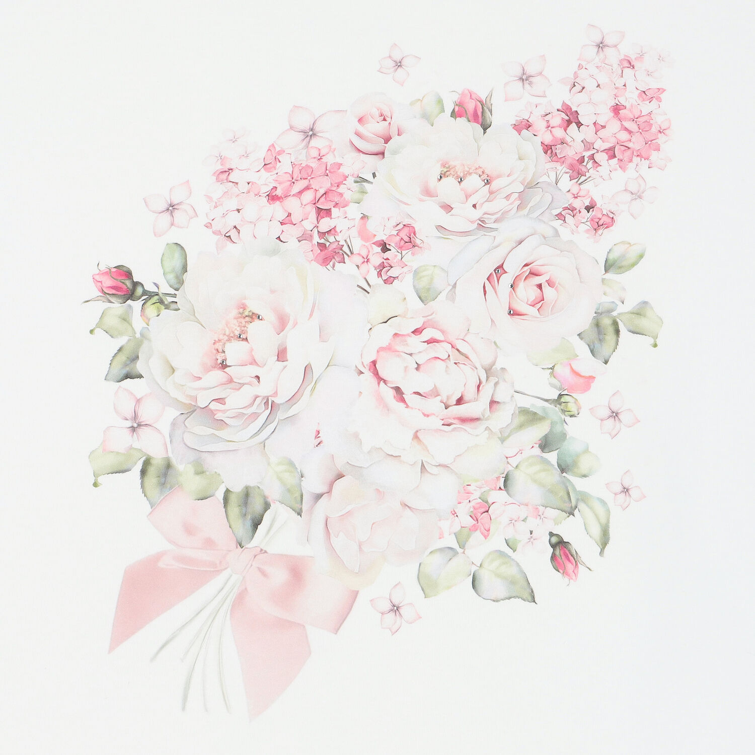 بطانية بطبعة الورود باللون الابيض للبنات , 1, hi-res