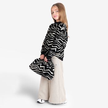 Girls Black & Ivory Zig Zag Sweatshirt
