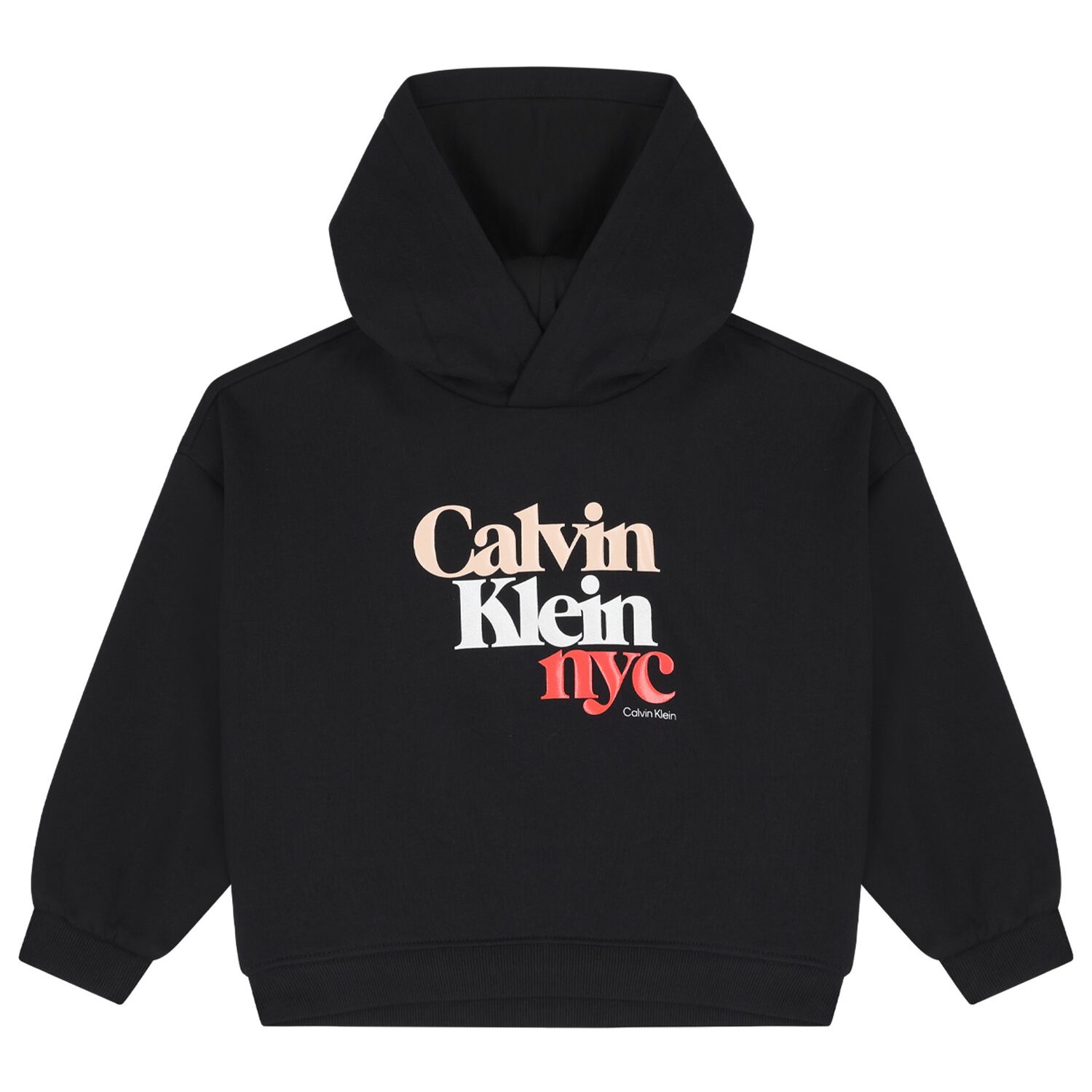 بلوزة بغطاء رأس وشعار باللون الأسود للبنات, 1, hi-res image number null