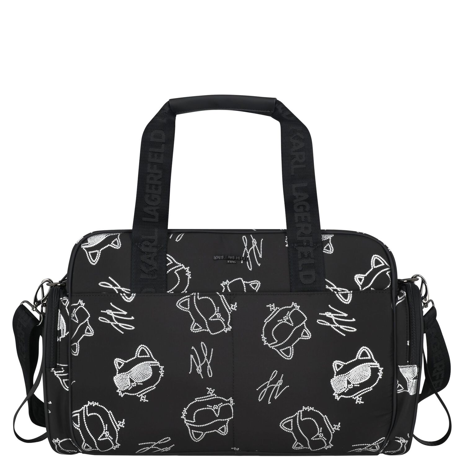Black & White Choupette Logo Baby Changing Bag ( 37cm ), 1, hi-res