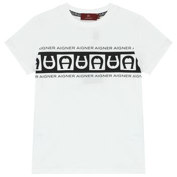 Aigner Boys White Logo T-Shirt, 1 Boys White Logo T-Shirt