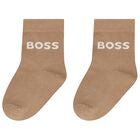 Baby Boys Beige, White & Black Logo Socks ( 3-Pack ) , 1, hi-res