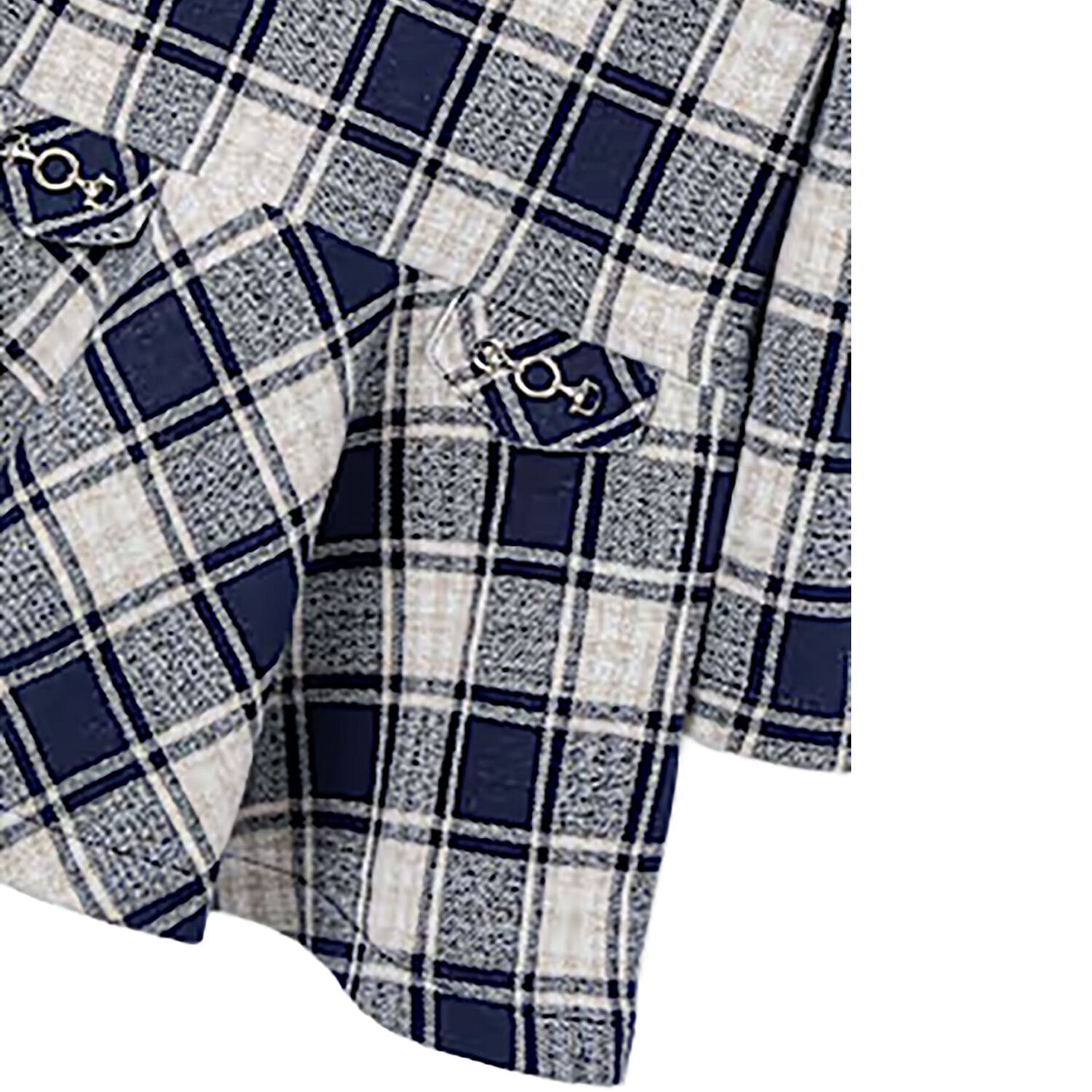 فستان بناتي منقوش باللونين الرمادي والأزرق, 2, hi-res image number null