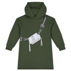 Girls Green Bag Hooded Dress, 1, hi-res