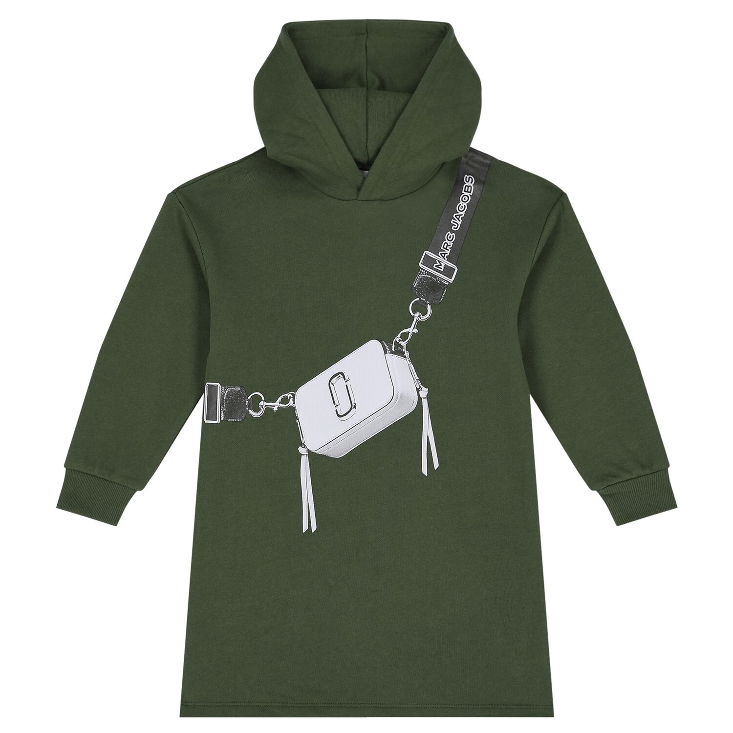 Girls Green Bag Hooded Dress, 1, hi-res