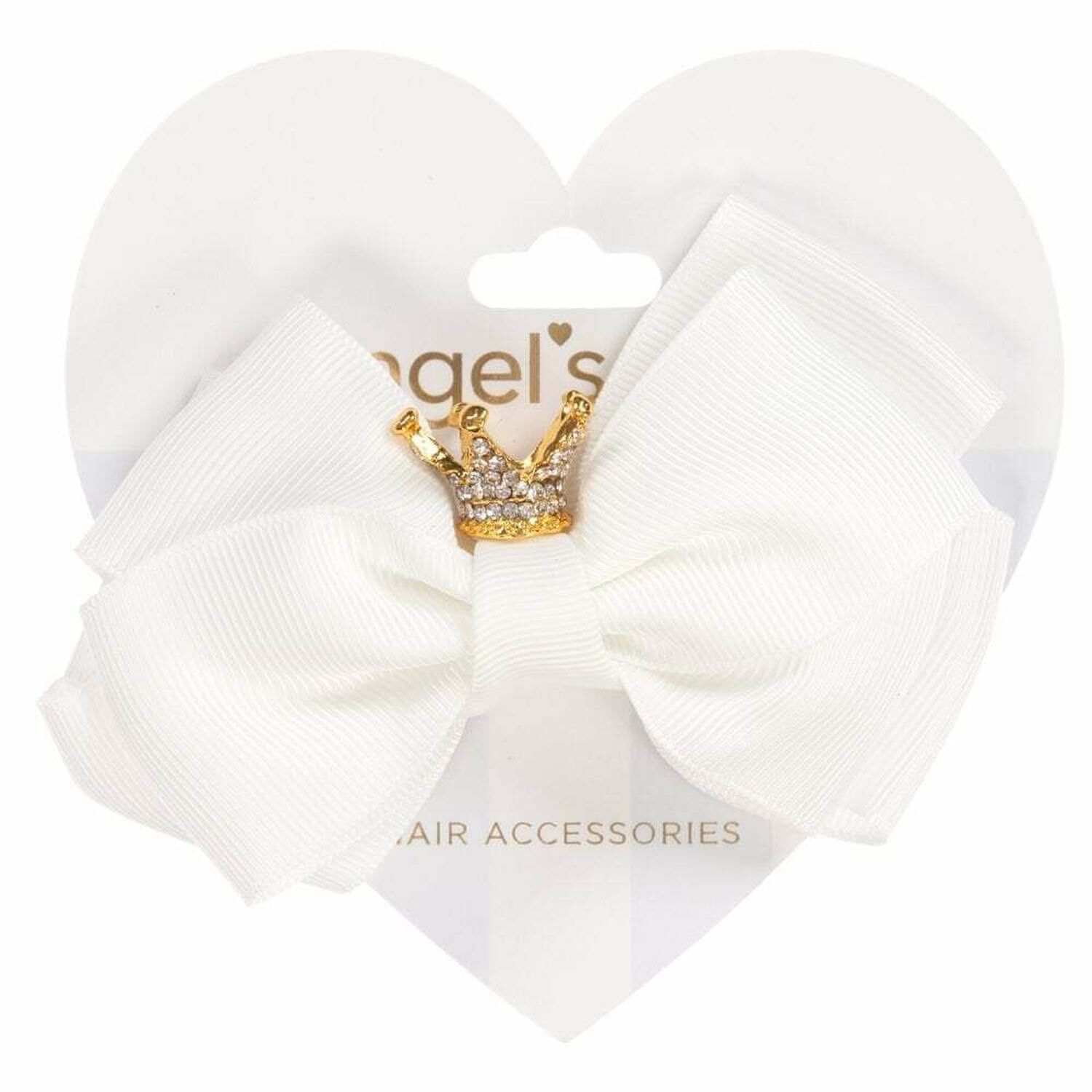 Girls White Bow Hairclip, 9, hi-res