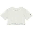 تيشيرت بالشعار باللون العاجي للبنات, 1, hi-res