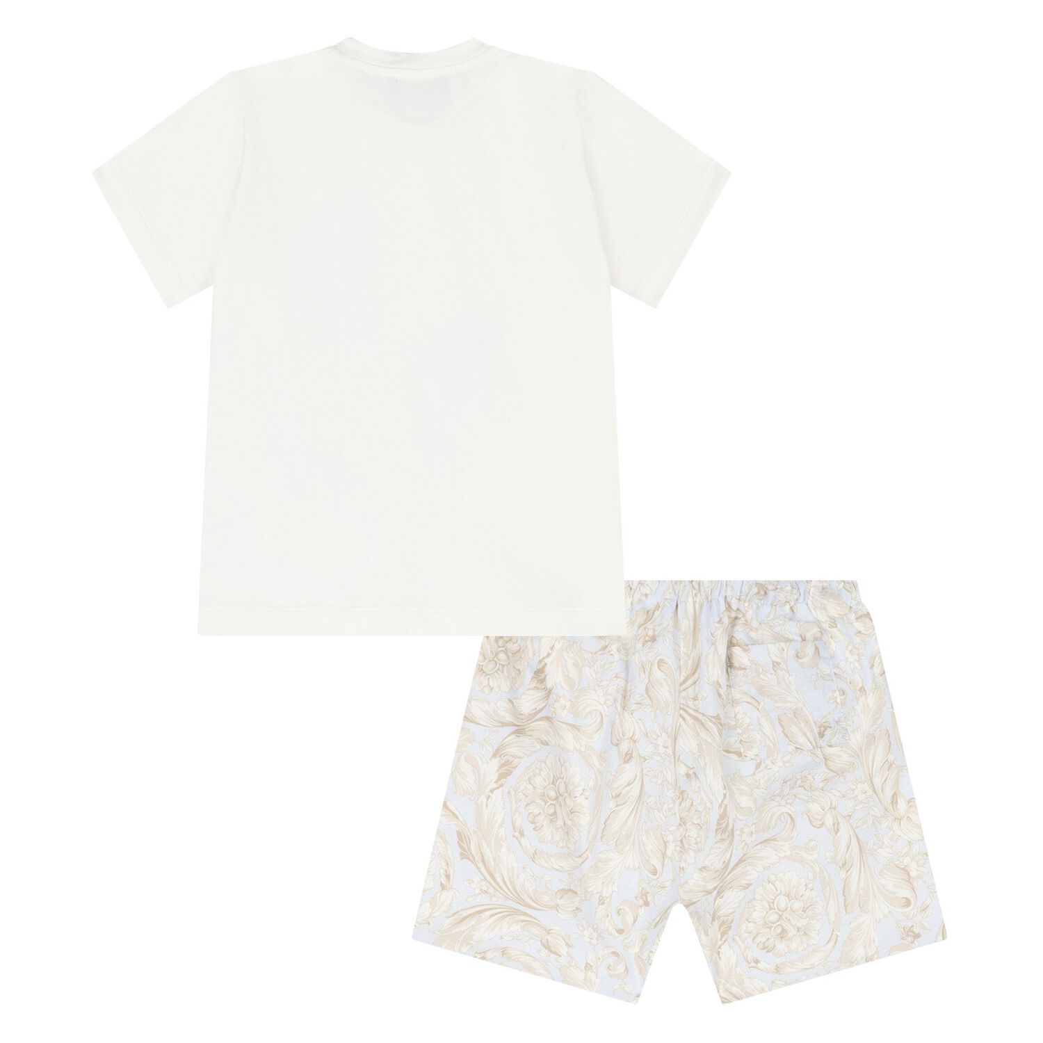 Baby Boys Ivory & Blue Barocco Shorts Set, 1, hi-res image number null