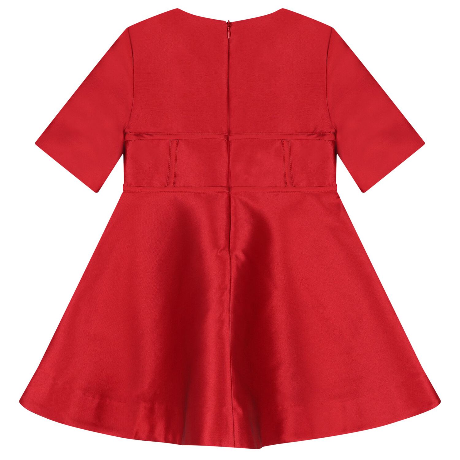 Girls Red Mikado Dress, 2, hi-res