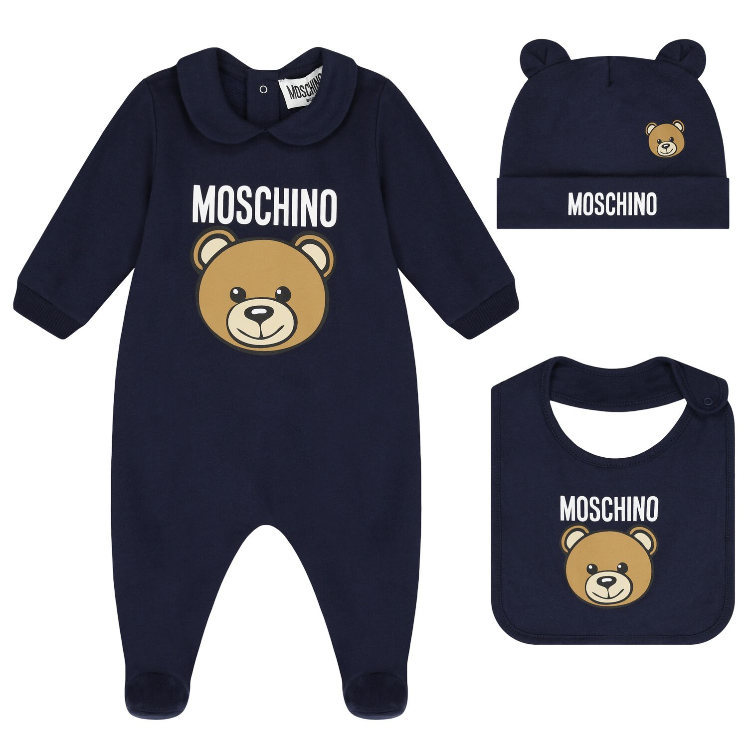 Navy Blue Teddy Bear Logo Babygrow Gift Set, 2, hi-res