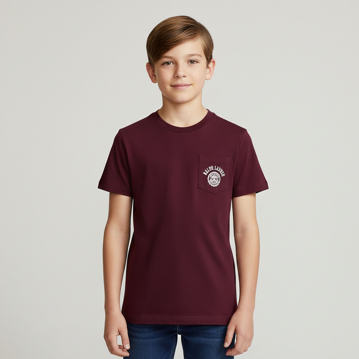 Boys Burgundy Logo T-Shirt, 1, hi-res