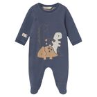 Baby Boys Navy Blue Dinosaur Babygrow, 2, hi-res