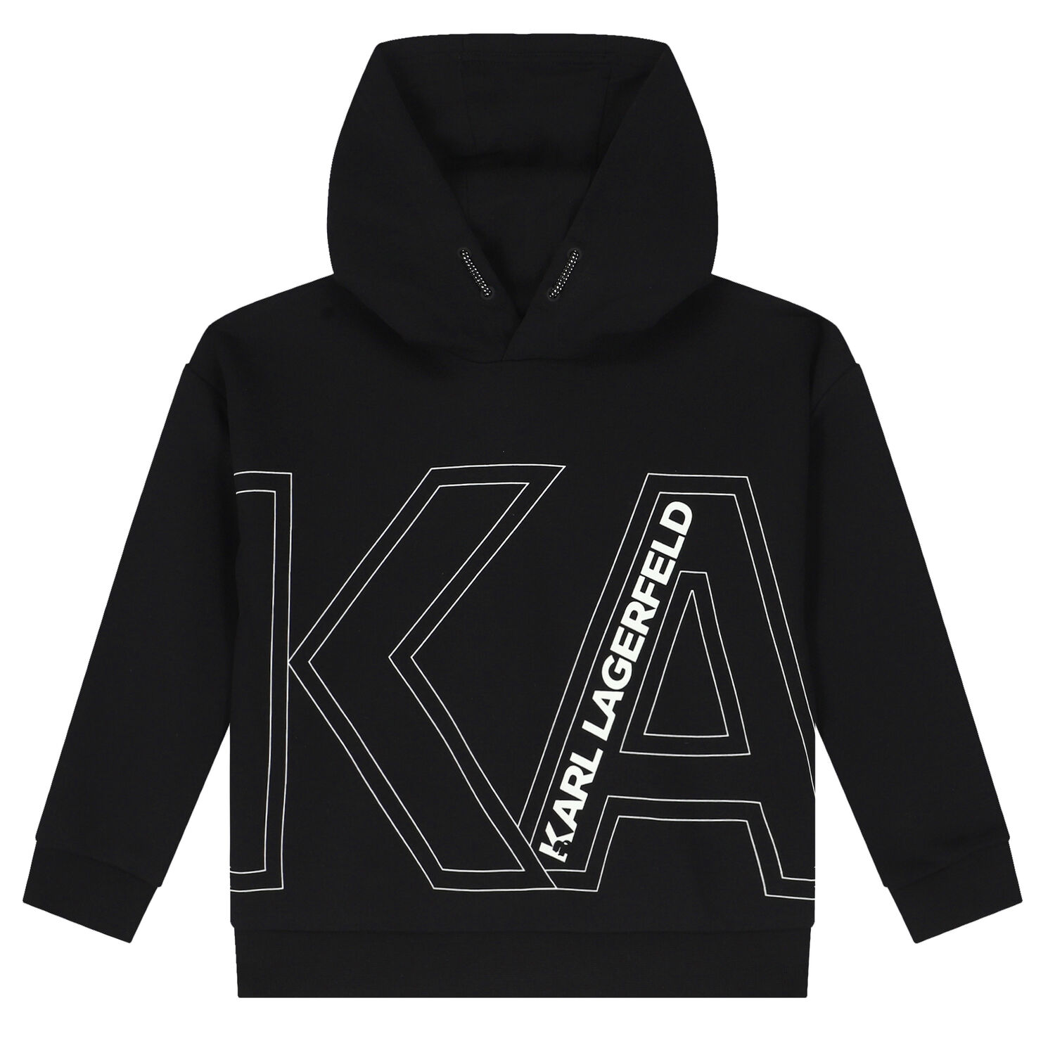 Boys Black Logo Hooded Top, 2, hi-res image number null