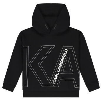Boys Black Logo Hooded Top