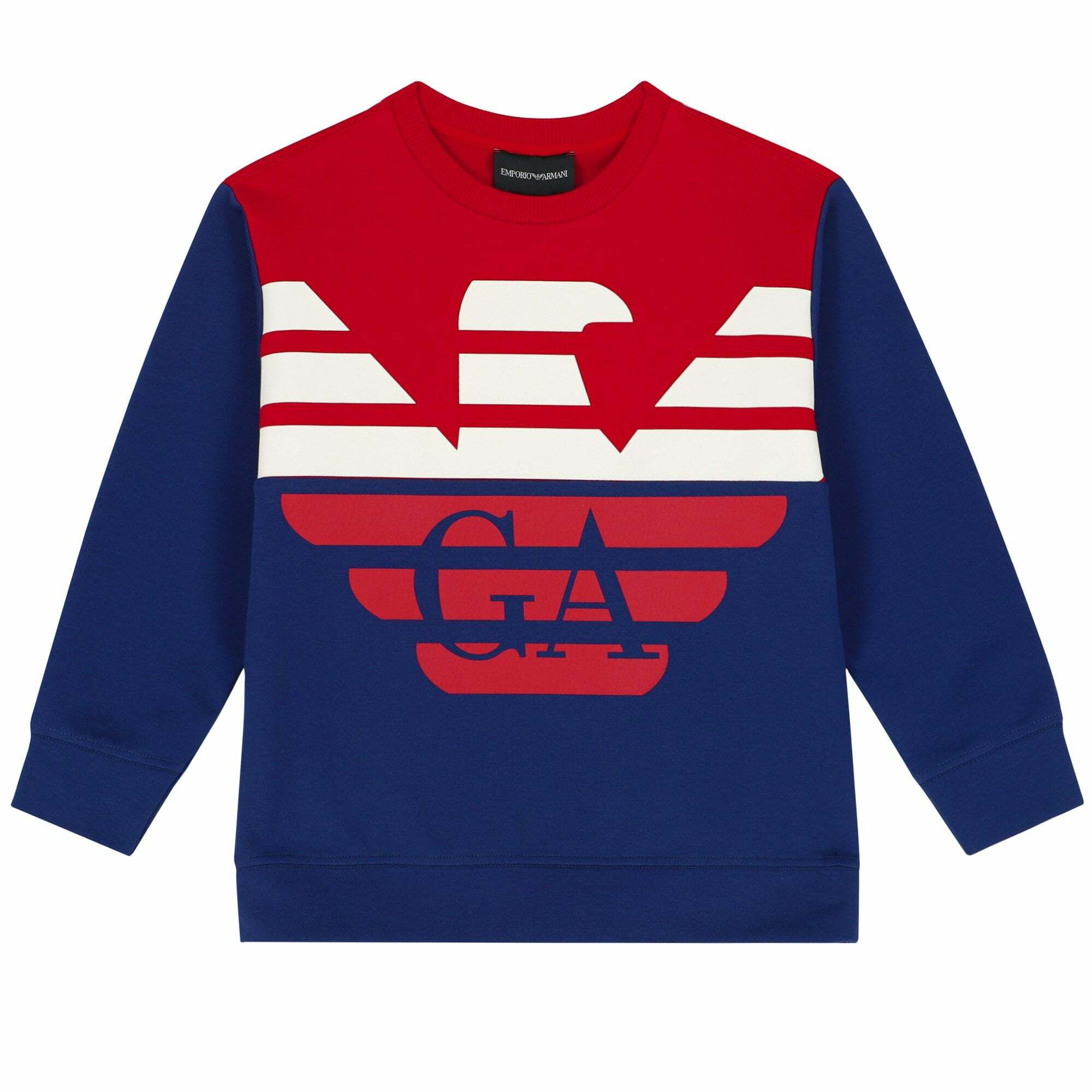 Emporio Armani Boys Blue Red Logo Sweatshirt Junior Couture UAE