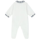 Baby Boys White & Navy Blue Bunny Babygrow, 3, hi-res
