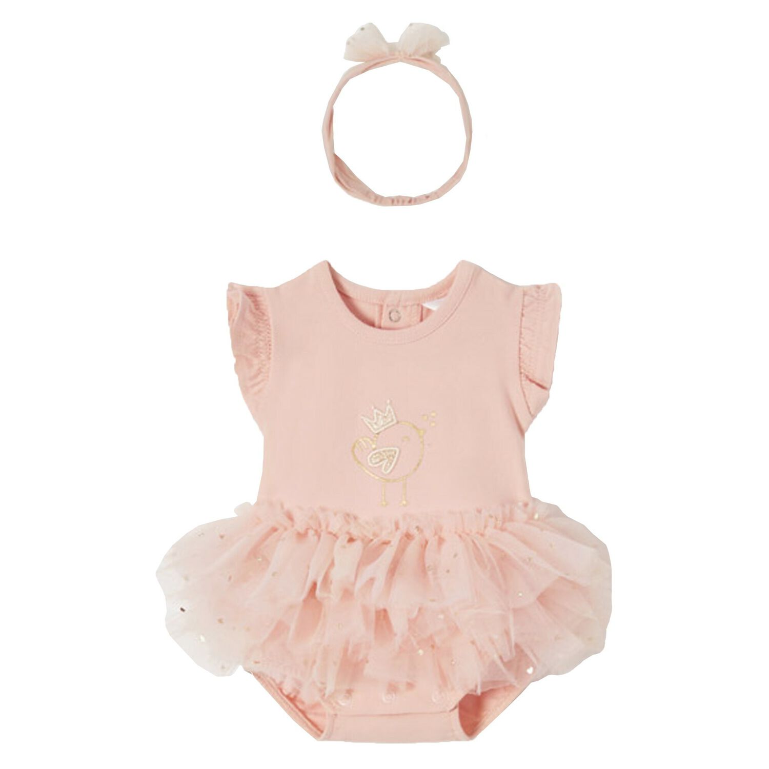 Baby Girls Pink Tulle Romper & Headband Set, 1, hi-res image number null