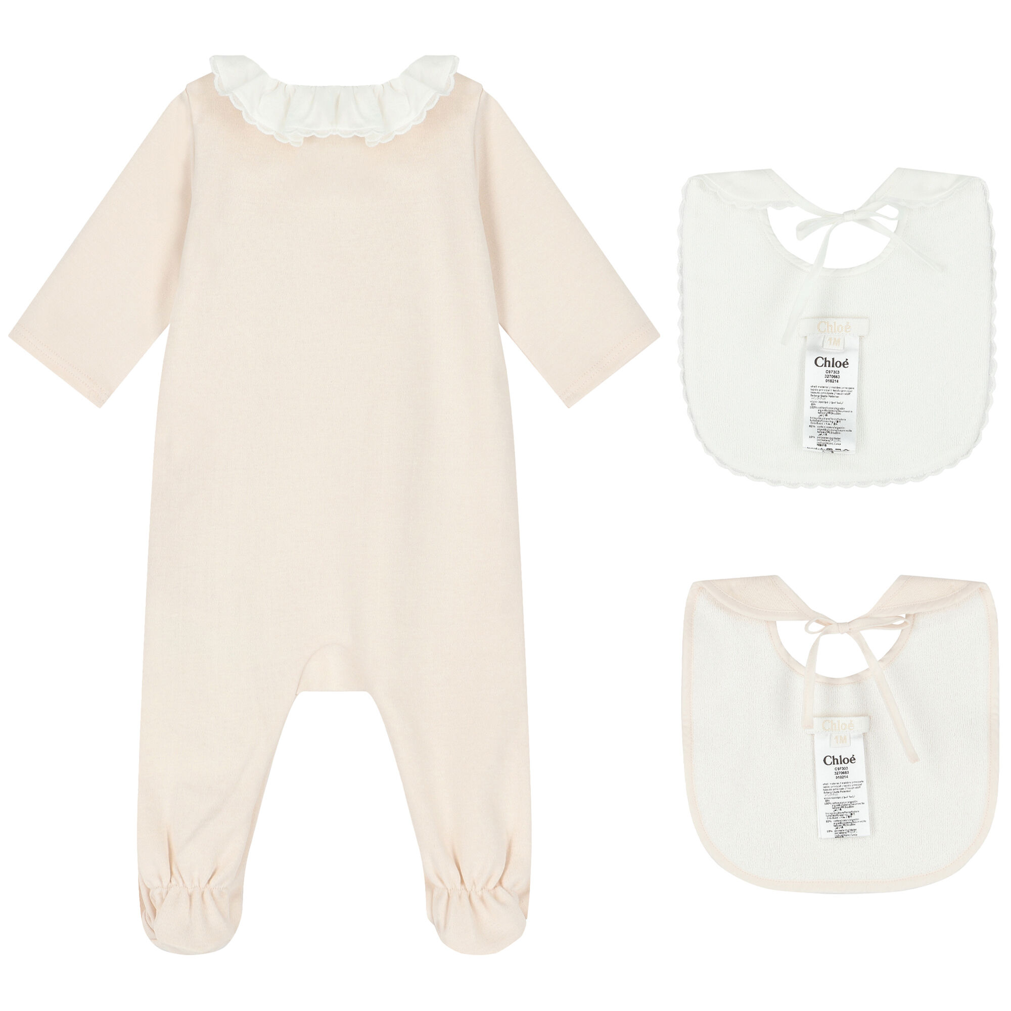 CHLOE Baby Girls Pink Babygrow Bib Gift Set Junior Couture UAE