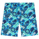 Boys White & Blue Logo Short Set, 1, hi-res