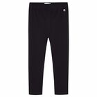 Girls Black Logo Leggings, 4, hi-res