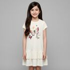 Girls Ivory Butterflies Logo Dress, 1, hi-res