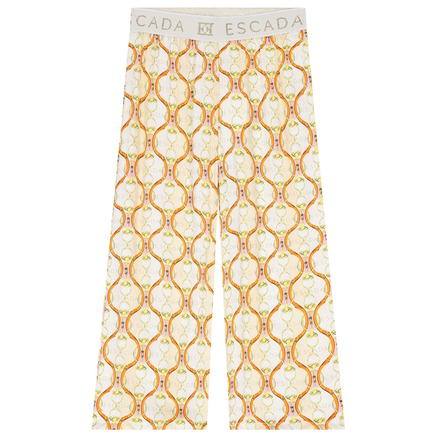 Girls Beige & White Logo Trousers, 1, hi-res image number null