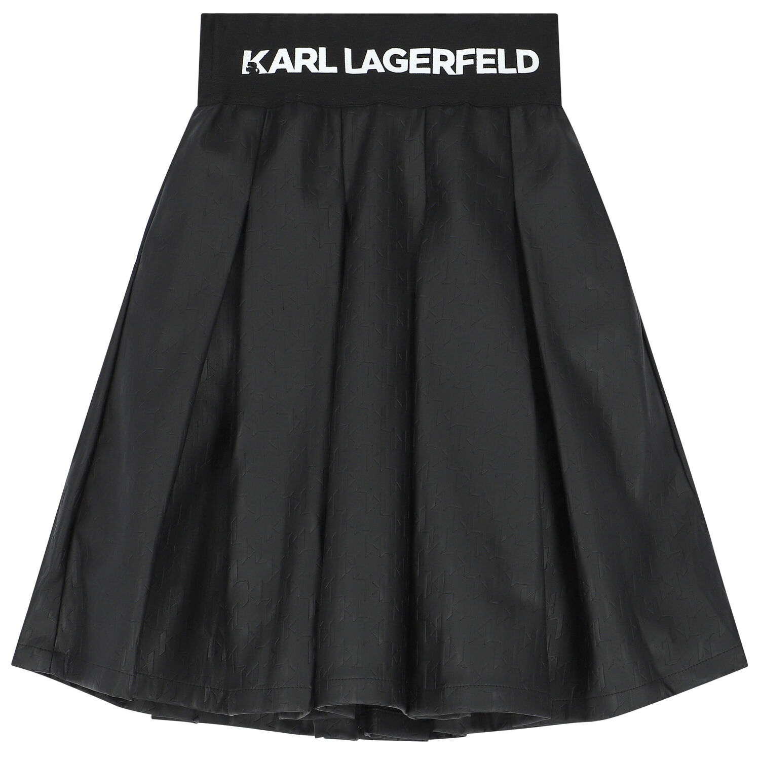 Girls Black Logo Faux Leather Skirt, 1, hi-res