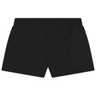 Girls Black Logo Shorts, 2, hi-res