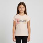 تيشيرت بالشعار باللون الزهرى للبنات, 2, hi-res