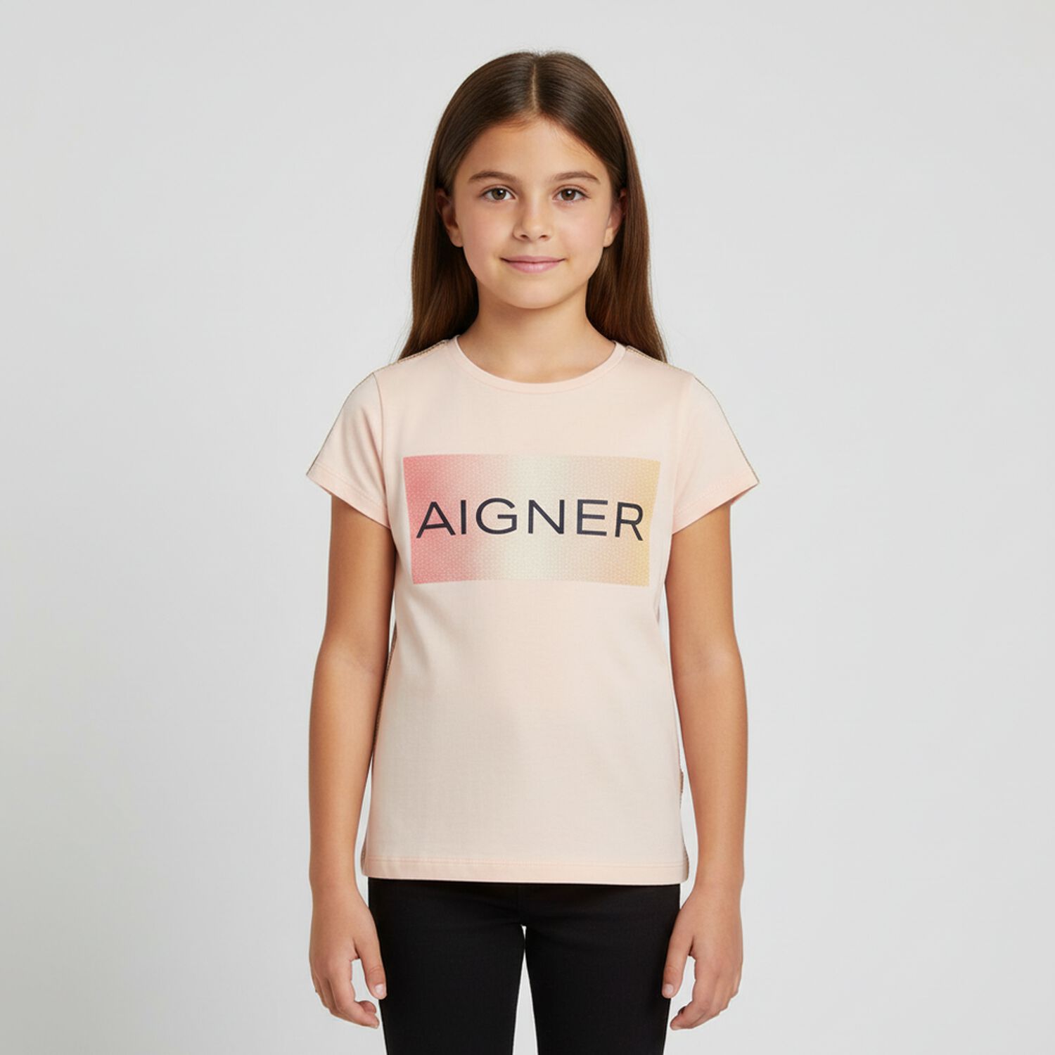 تيشيرت بالشعار باللون الزهرى للبنات, 2, hi-res