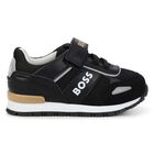 Younger Boys Black & Beige Logo Trainers, 1, hi-res