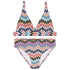 Girls Multi-Coloured Zigzag Print Bikini, 1, hi-res