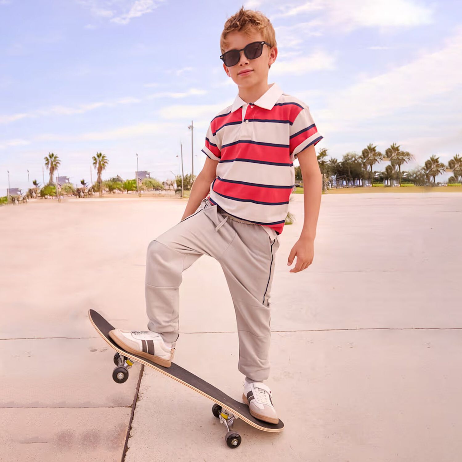 Boys Beige Joggers, 1, hi-res