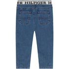 Baby Boys Blue Logo Denim Jeans, 1, hi-res