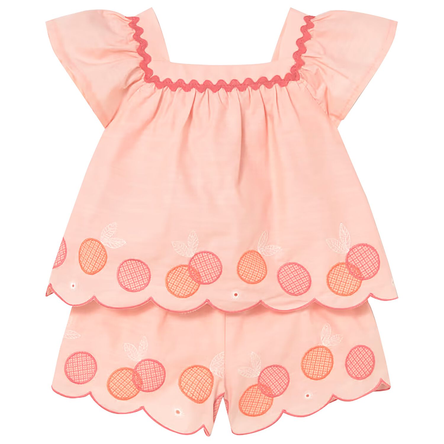 Younger Girls Coral Shorts Set, 1, hi-res