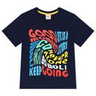 Boys Navy Blue Slogan T-Shirt, 1, hi-res