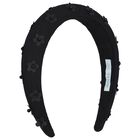 Girls Black Floral Tulle Headband, 1, hi-res