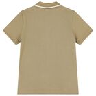 Boys Mini Me Beige Logo Polo Shirt, 4, hi-res