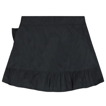 Girls Black Logo Ruffled Skirt